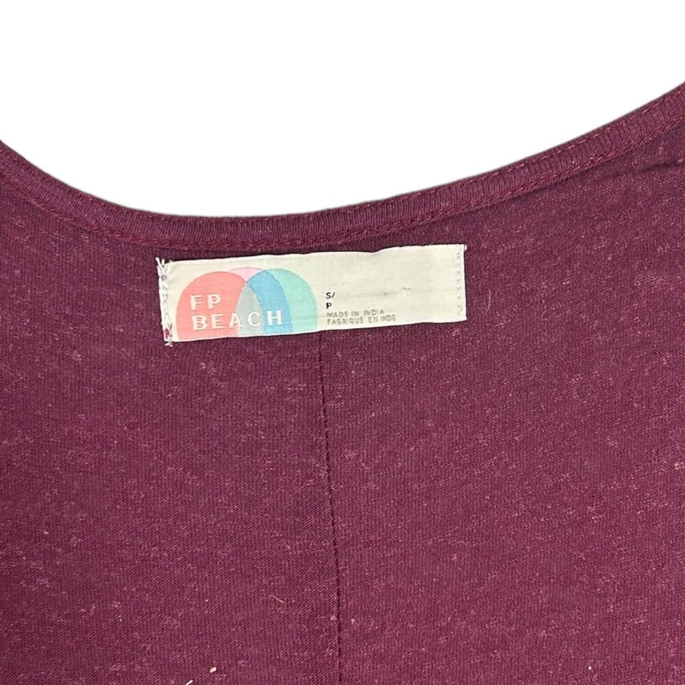 FP Beach Maxi Dress Sz S Swim Cover Up Deep V Twist Boho Festival Coastal Maroon - Picture 4 of 6